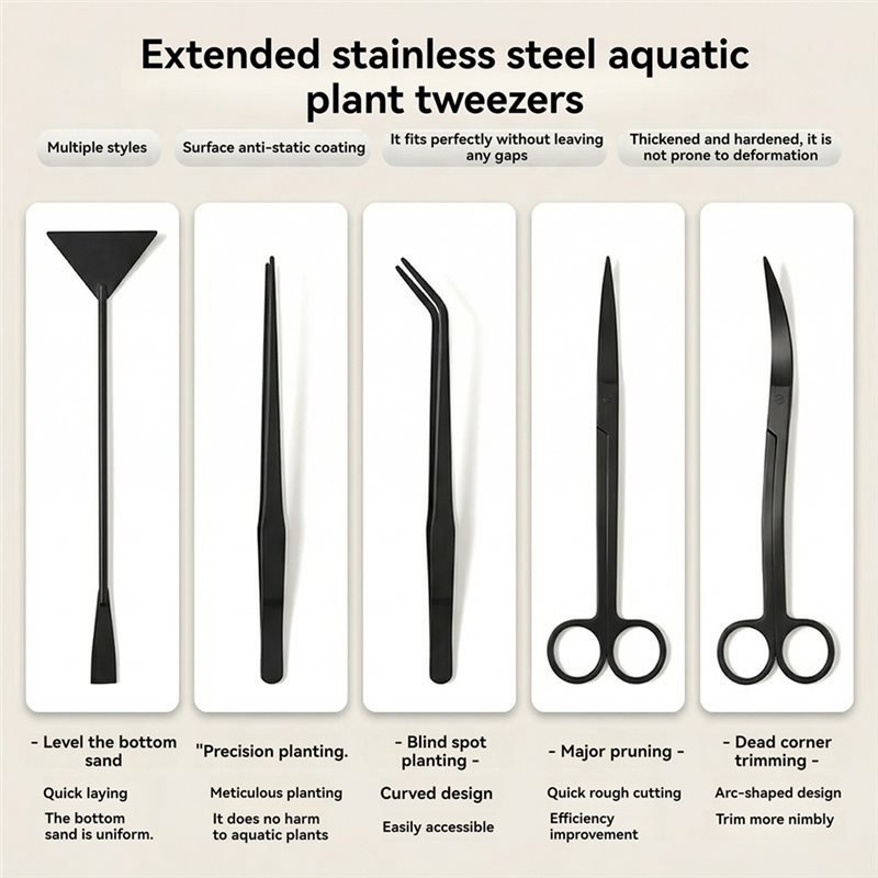 TFORU-Long Black Stainless Ste - Aquarium Planted Sand ulasan dan harga