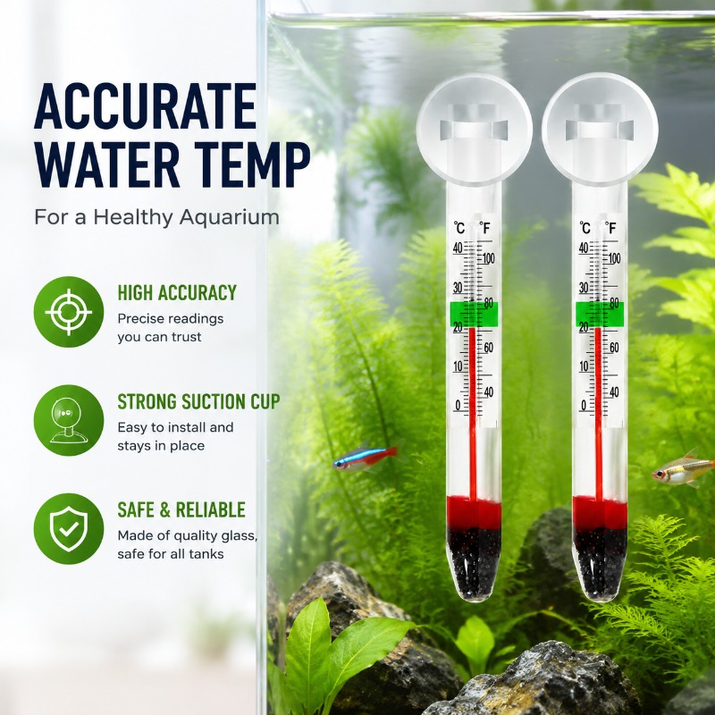 Aquarium Glass Thermometer wit - Planted Aquarium Temperature ulasan dan harga